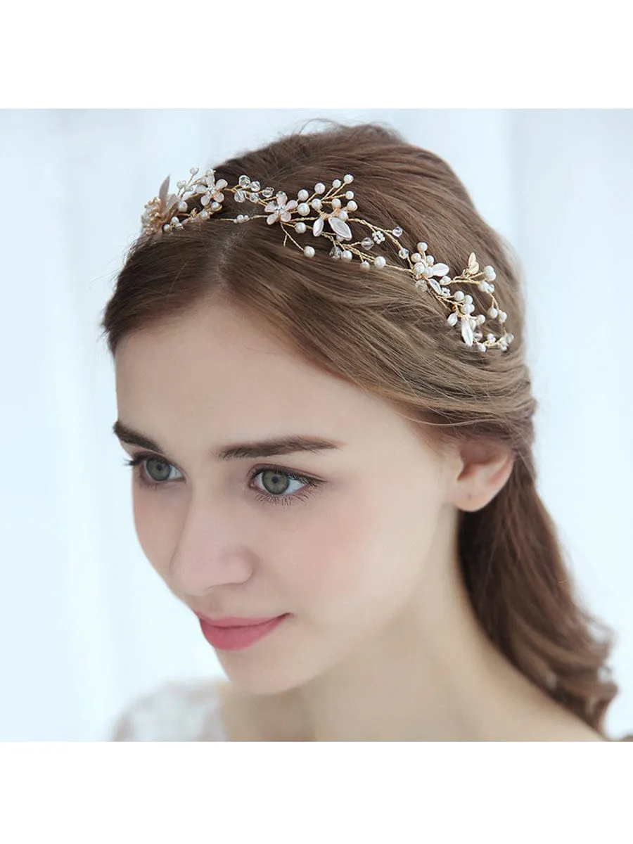 Accessoire cheveux Élégant en strass à fleurs dorées