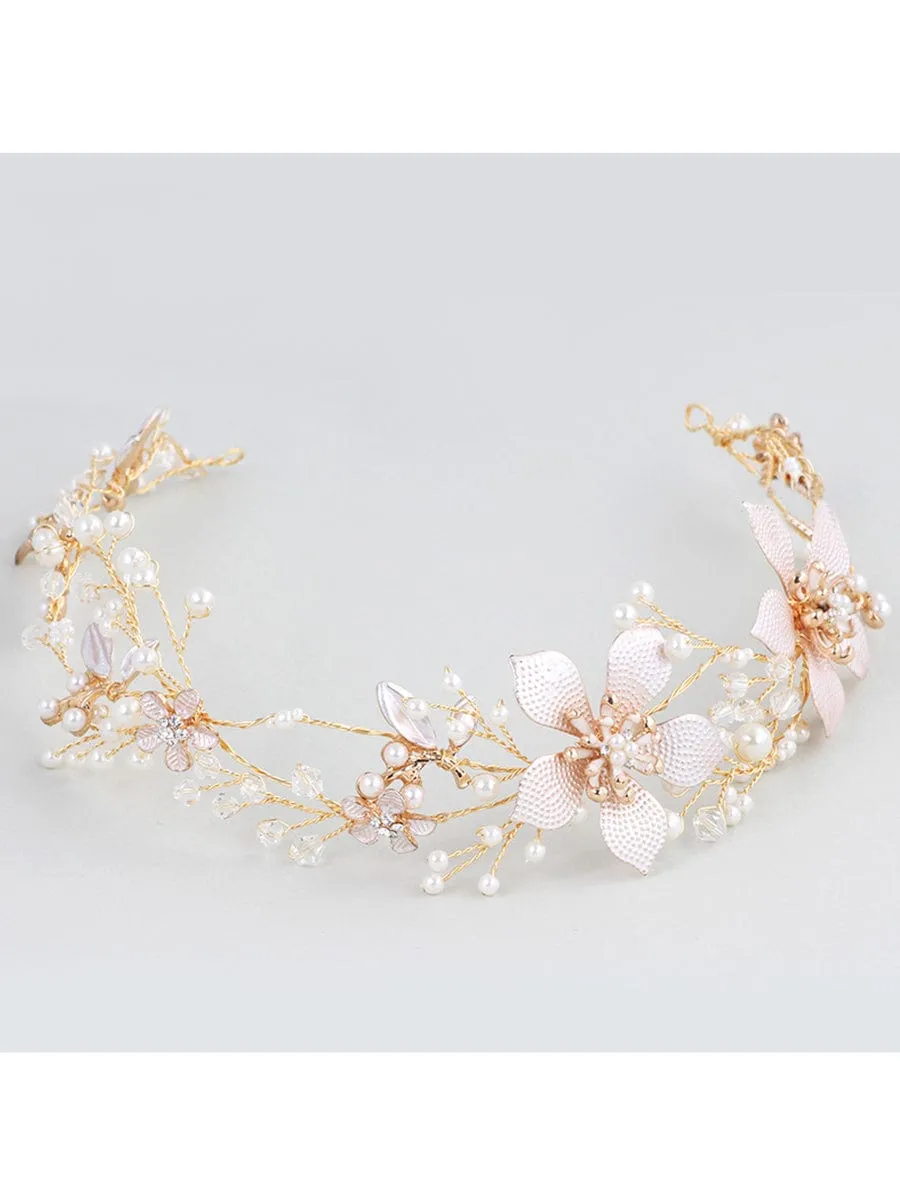 Accessoire cheveux Élégant en strass à fleurs dorées