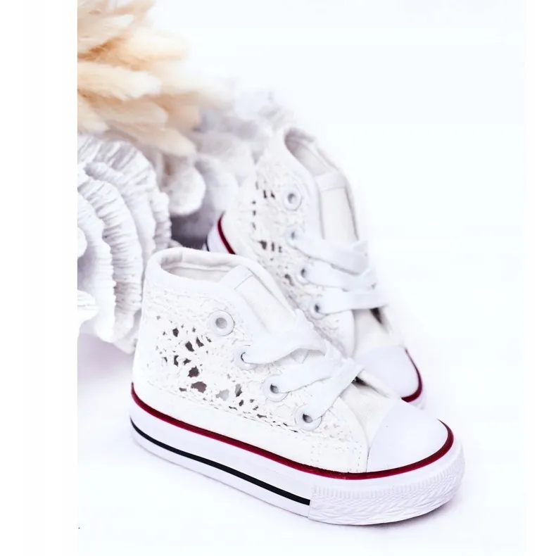 BM Baskets Montantes Enfant Avec Dentelle Blanc Roly-Poly blanche blanche