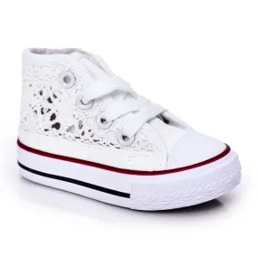 BM Baskets Montantes Enfant Avec Dentelle Blanc Roly-Poly blanche blanche