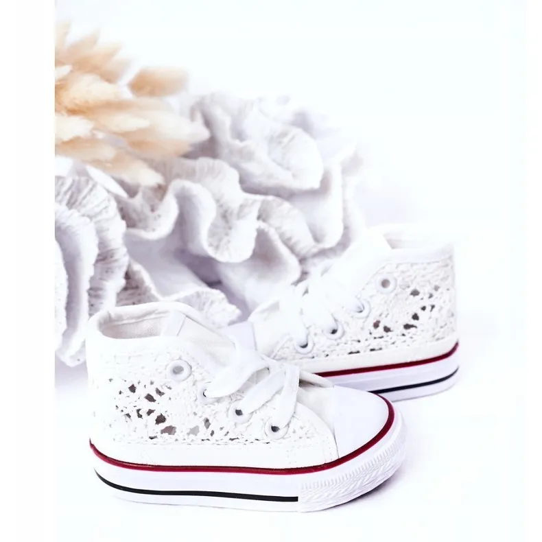 BM Baskets Montantes Enfant Avec Dentelle Blanc Roly-Poly blanche blanche