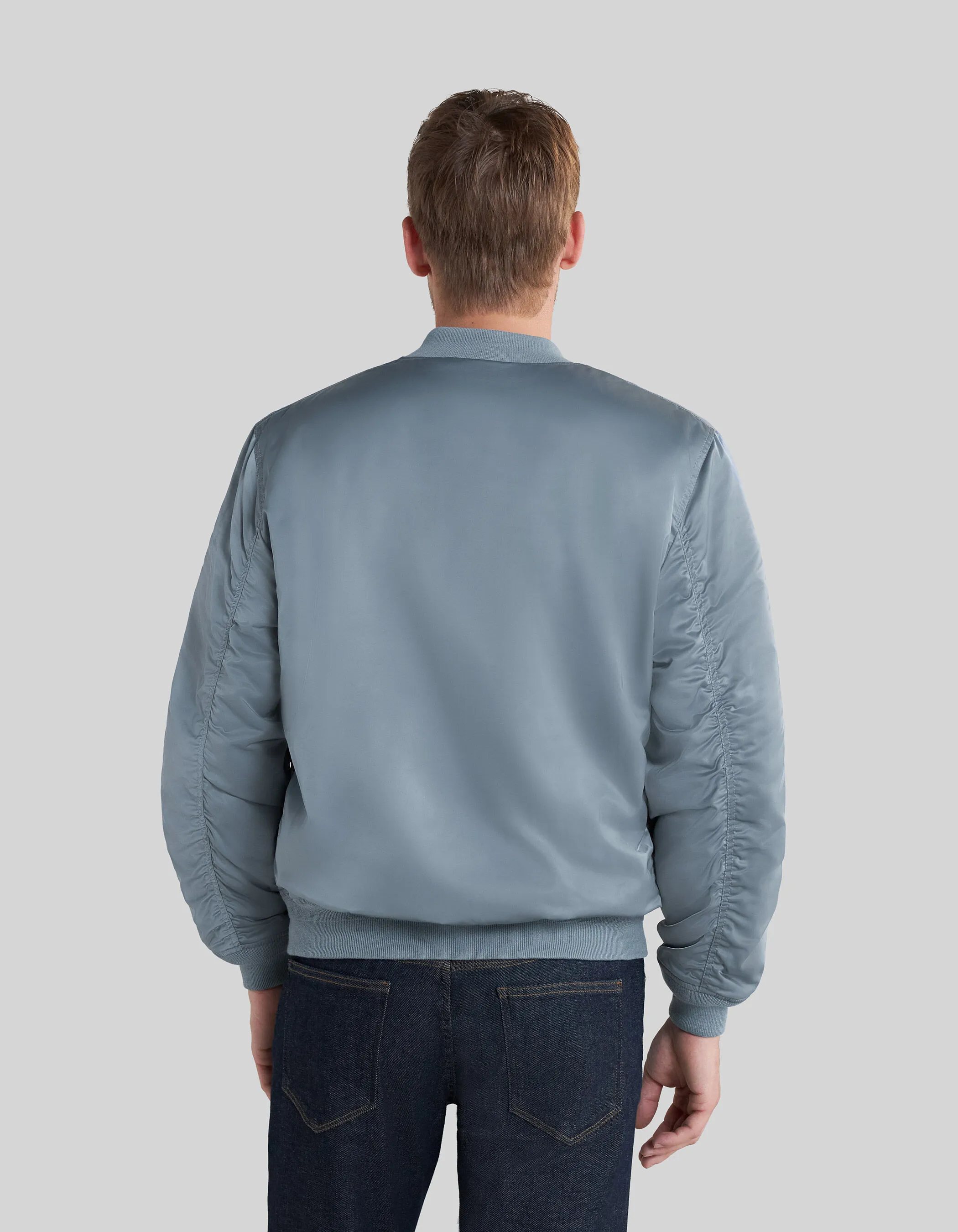 Bomber light blue en nylon satiné Homme