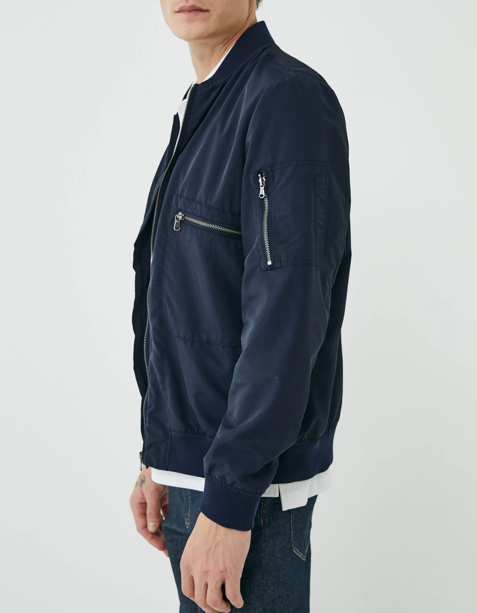 Bomber marine en nylon Homme