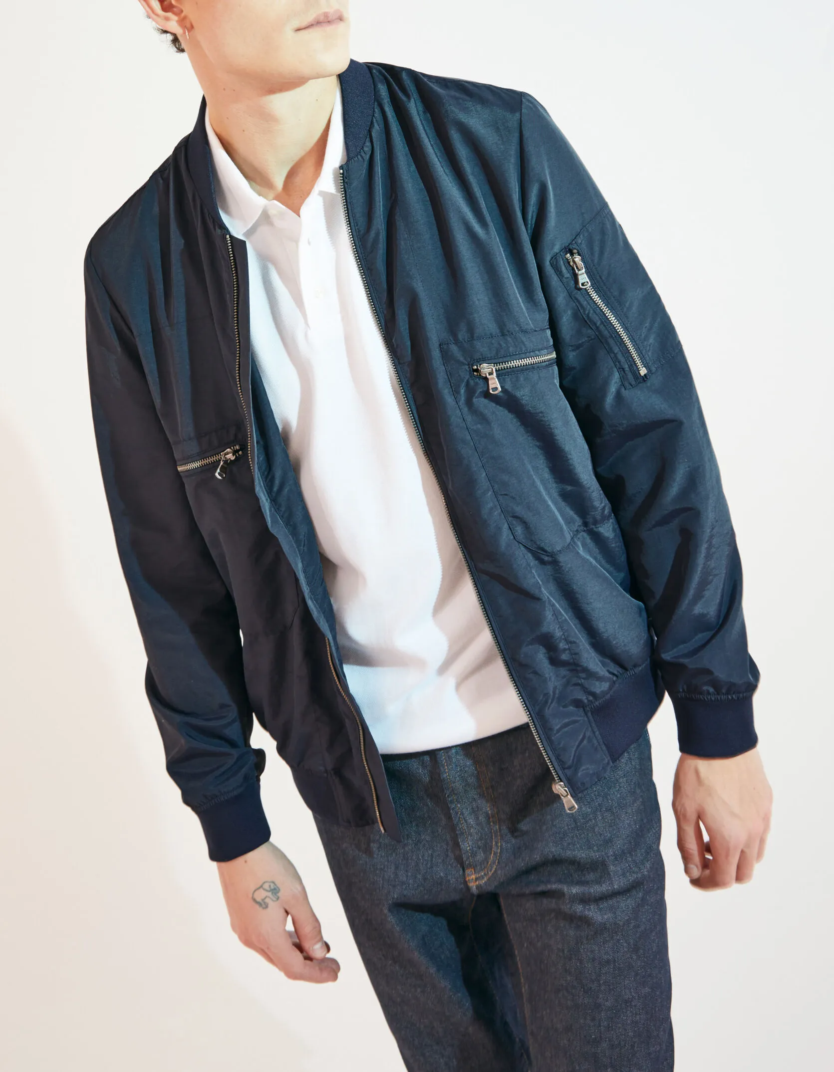 Bomber marine en nylon Homme