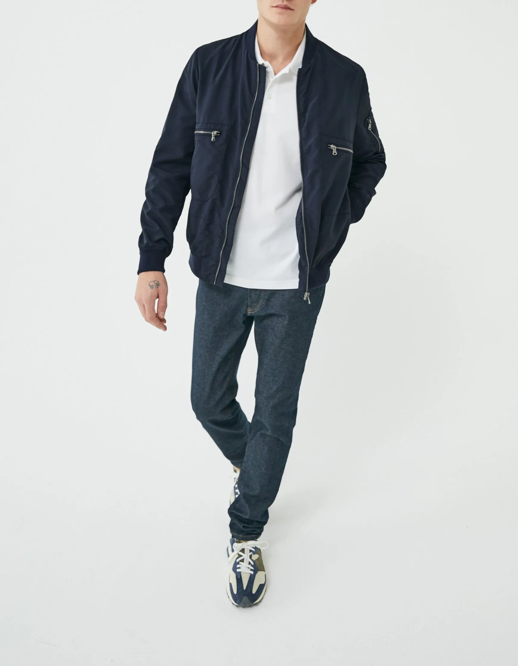 Bomber marine en nylon Homme