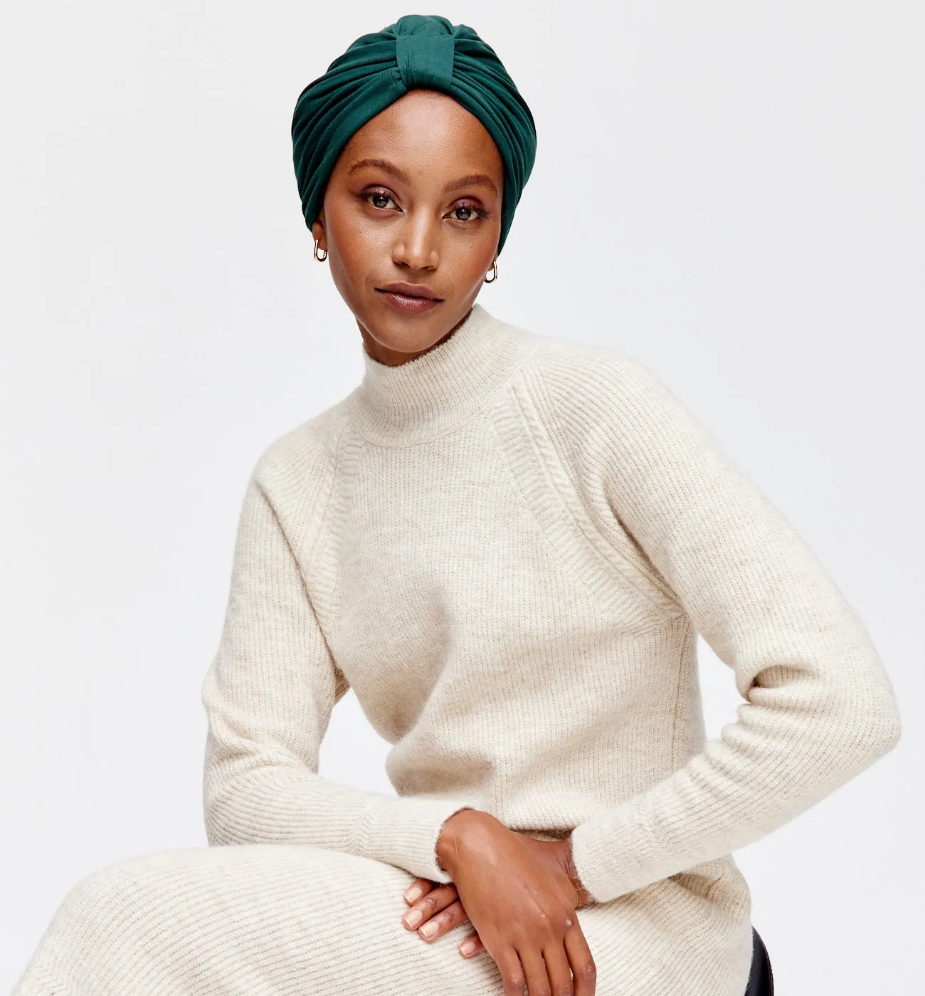 Bonnet-turban en jersey Femme - Vert émeraude