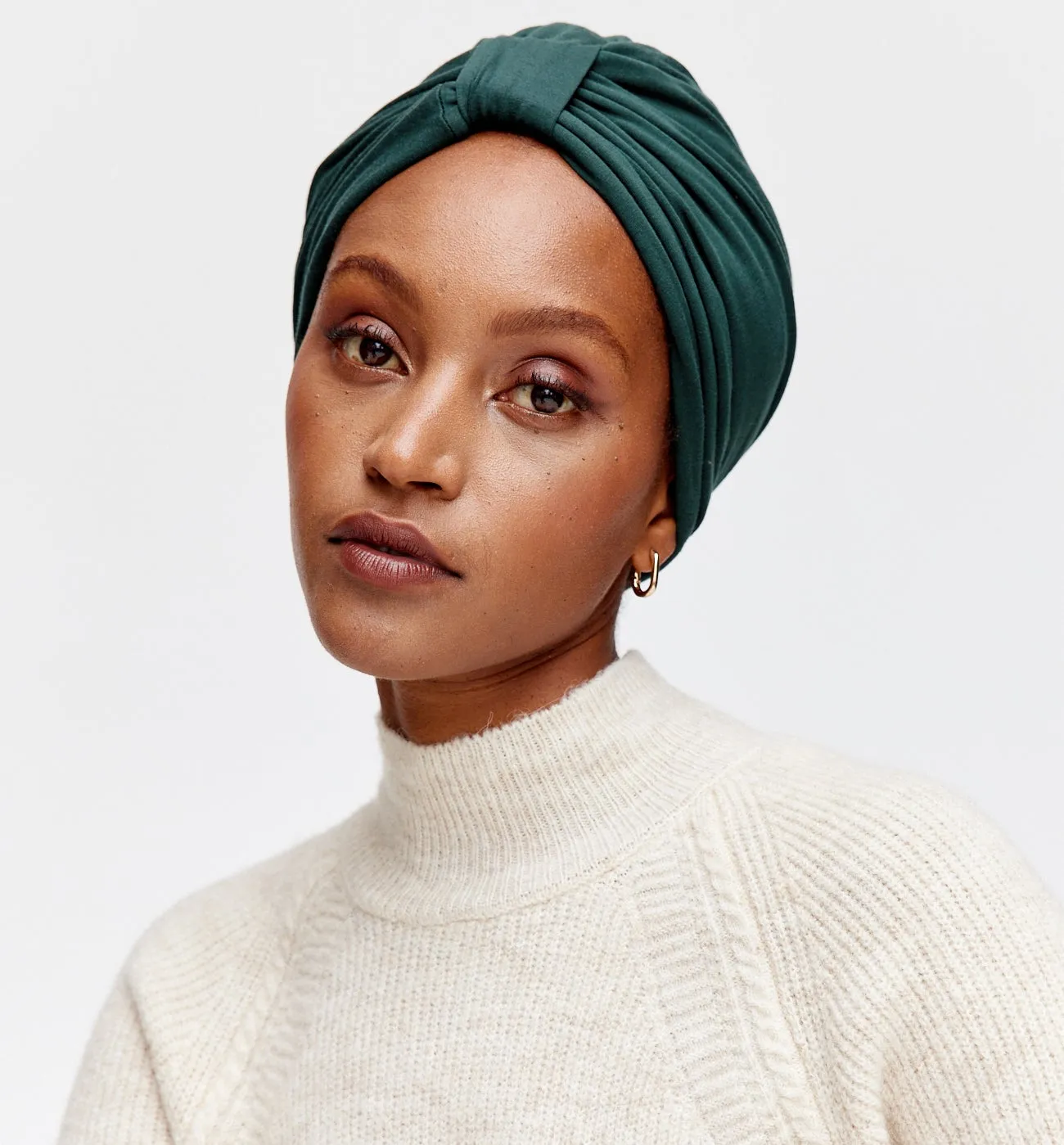 Bonnet-turban en jersey Femme - Vert émeraude