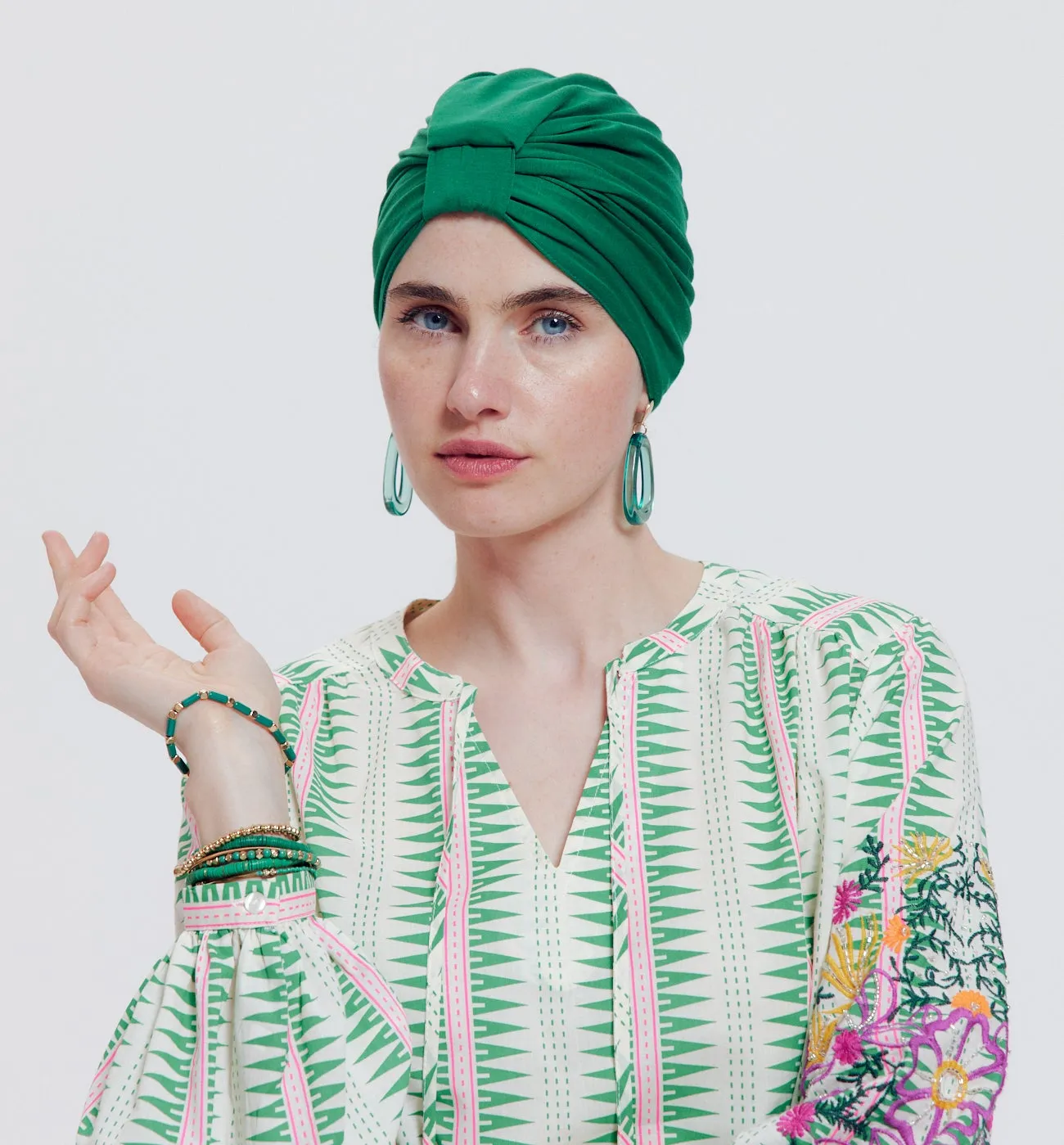 Bonnet-turban en jersey Femme - Vert