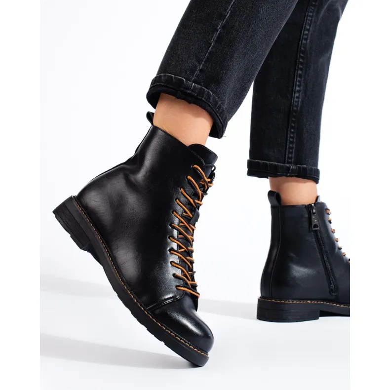 Bottines de travail à lacets femme Vinceza noires le noir