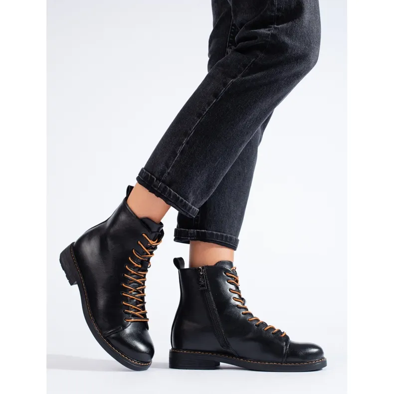 Bottines de travail à lacets femme Vinceza noires le noir