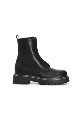 bottines en cuir à lacets - CafèNoir