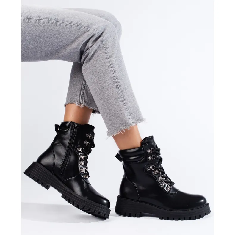 Bottines femme Shelovet noires à lacets le noir