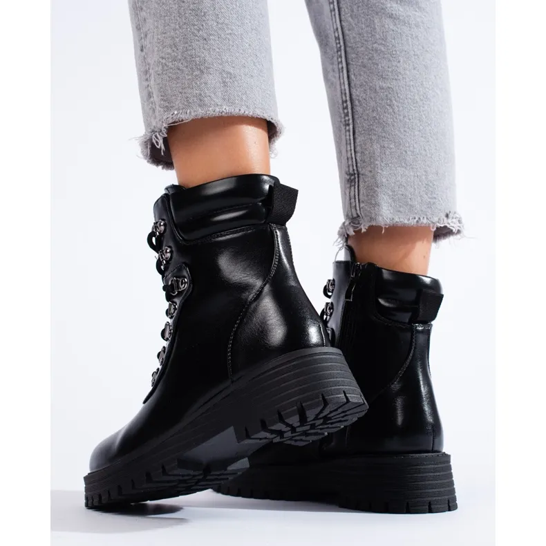 Bottines femme Shelovet noires à lacets le noir