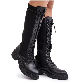 Bottines À Lacets Pour Femmes Avec Tige Élastique Noir Virxinia le noir