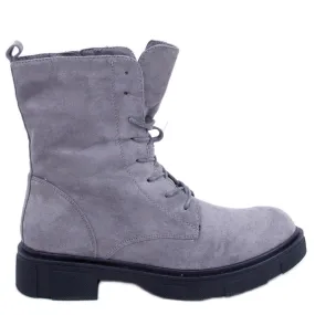 Bottines à lacets en daim gris Lavey