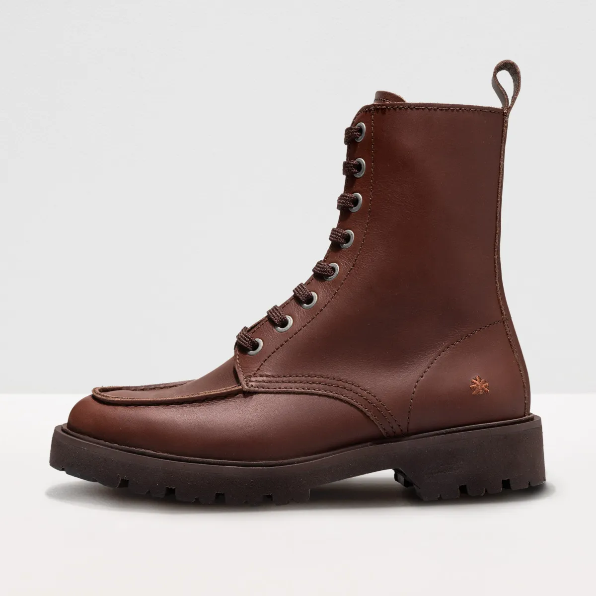 Bottines à lacets et fermeture zippée - Marron