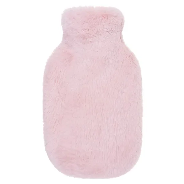 Bouillotte à eau Fausse Fourrure Rose, 2 litres