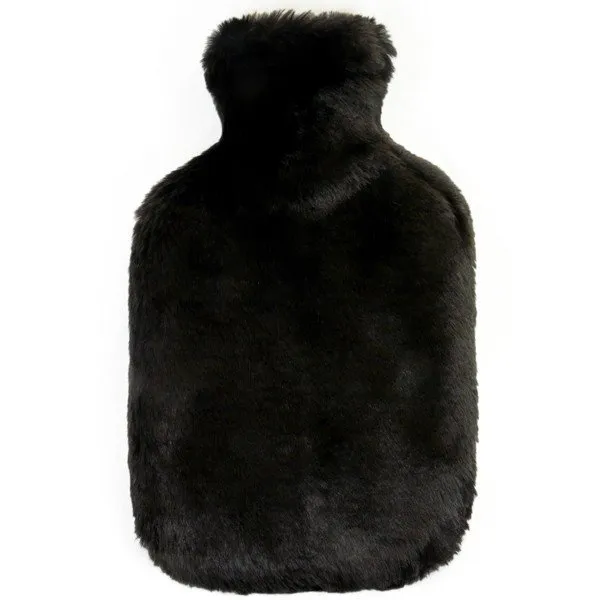 Bouillotte Fausse Fourrure noire Jaguar