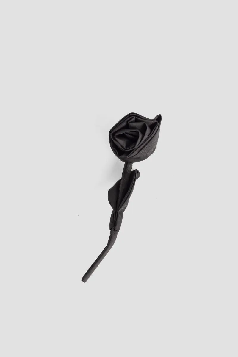 Broche Rose en nylon noir