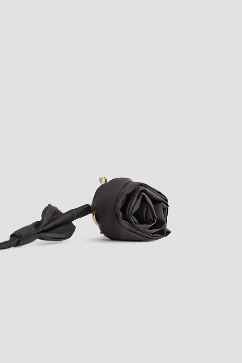 Broche Rose en nylon noir