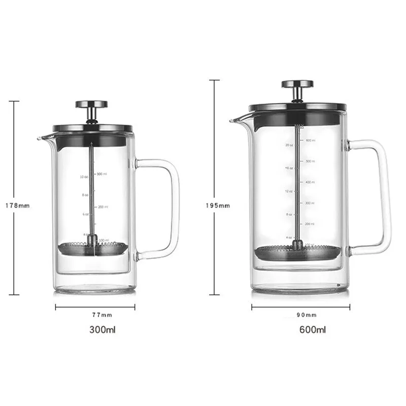 Cafetière à piston en verre brassage à la Main 300 ML/600 ML