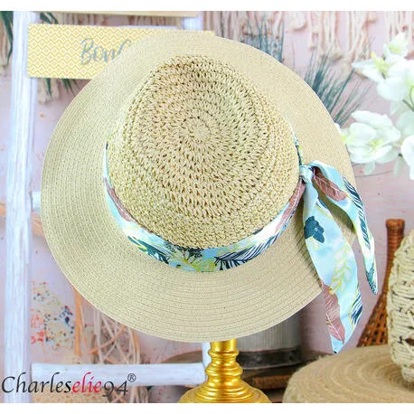 Chapeau d 'ete femme en paille fait a la main 2359 naturel