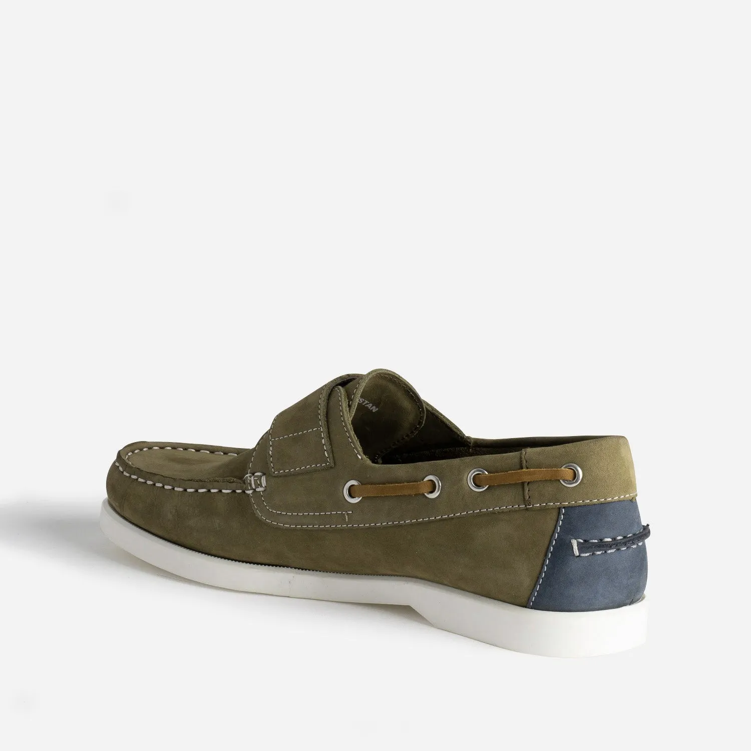 Chaussure-bateau kaki en cuir nubuck - Chaussures Bateau Homme | ERAM