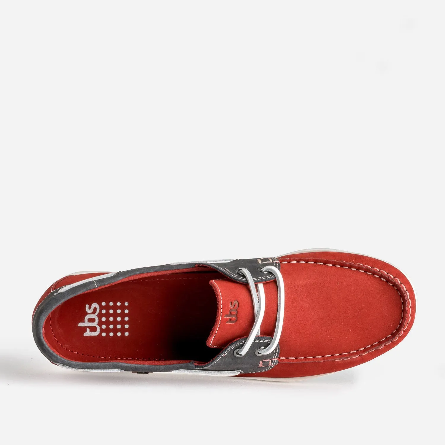 Chaussure-bateau TBS rouge et marine cuir nubuck - Chaussures Bateau Homme | ERAM