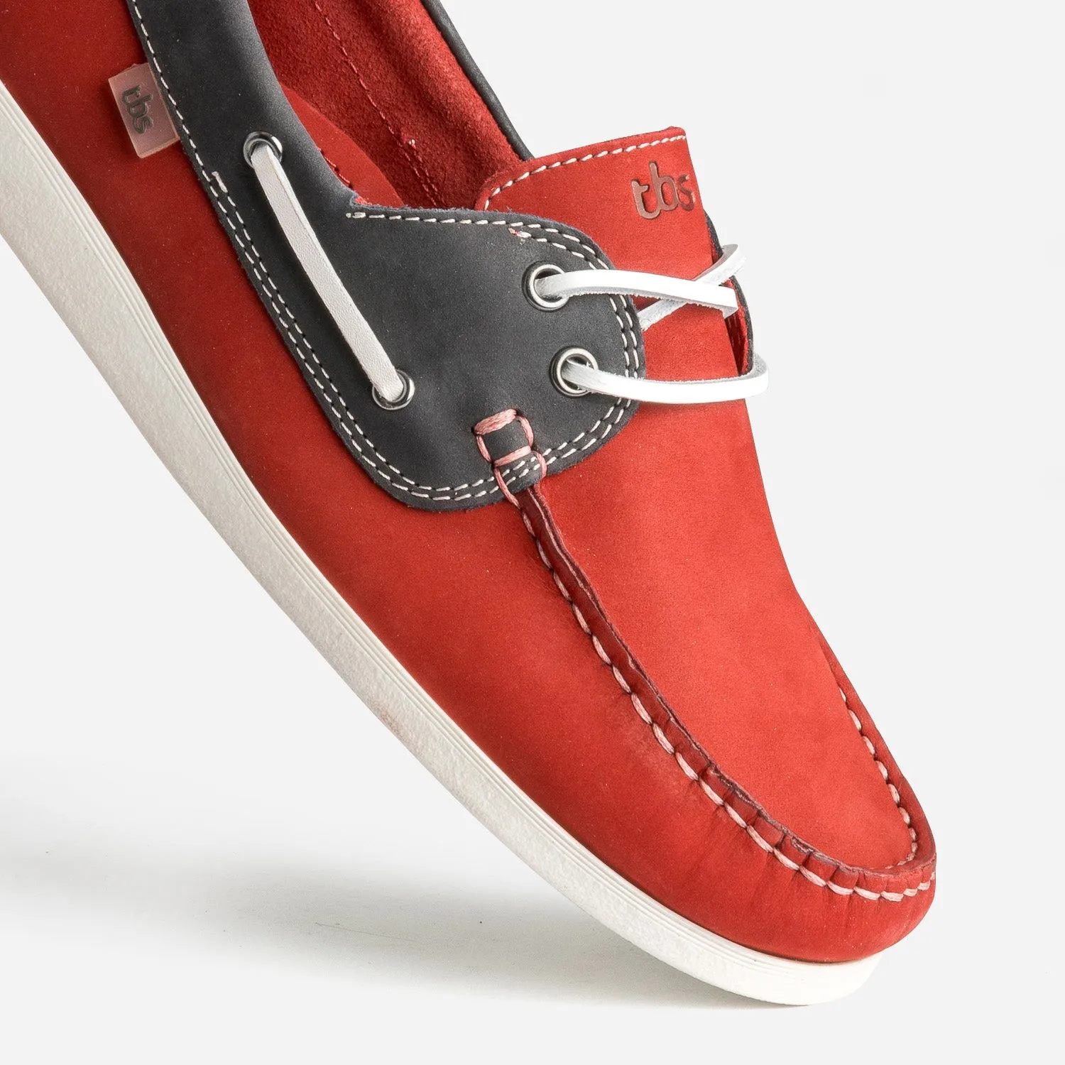 Chaussure-bateau TBS rouge et marine cuir nubuck - Chaussures Bateau Homme | ERAM