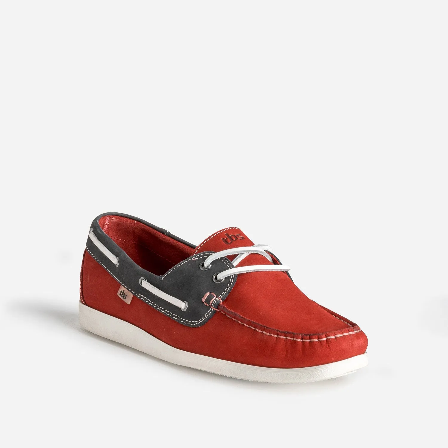 Chaussure-bateau TBS rouge et marine cuir nubuck - Chaussures Bateau Homme | ERAM