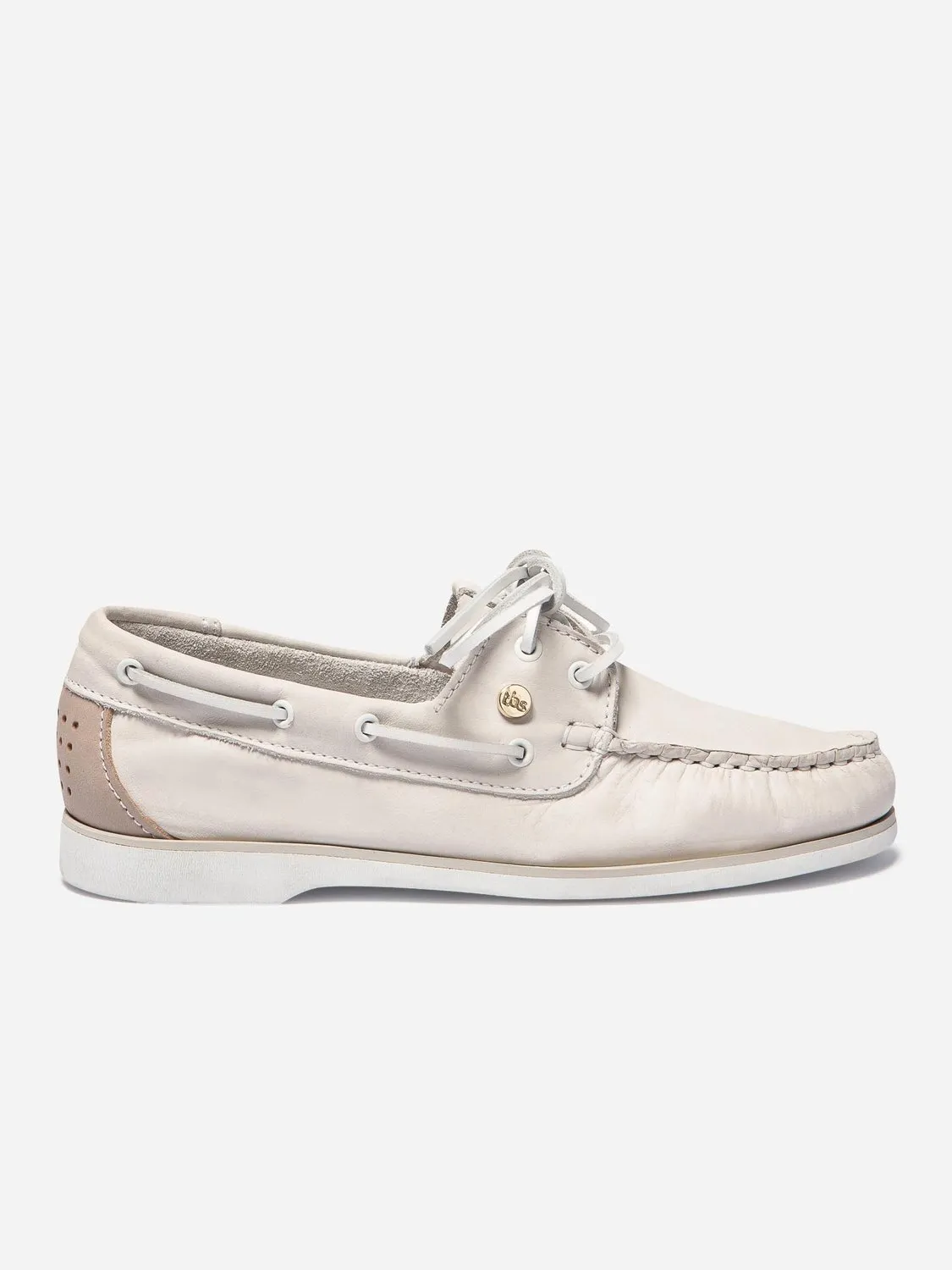 Chaussures Bateau Femme Cuir Blanc tbs