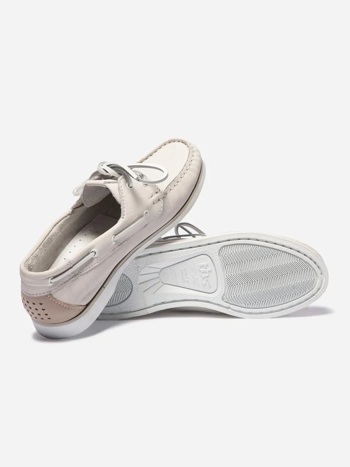 Chaussures Bateau Femme Cuir Blanc tbs