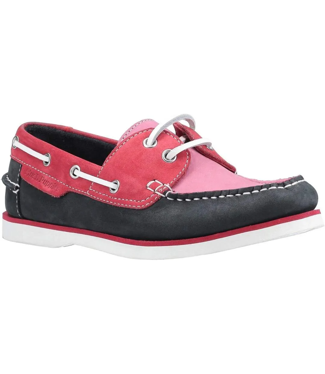 Chaussures bateau hattie femme rose/bleu marine Hush Puppies