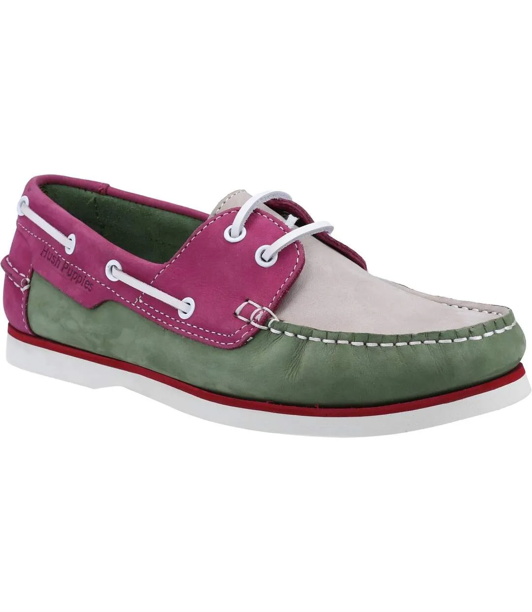 Chaussures bateau hattie femme vert / rose / gris Hush Puppies