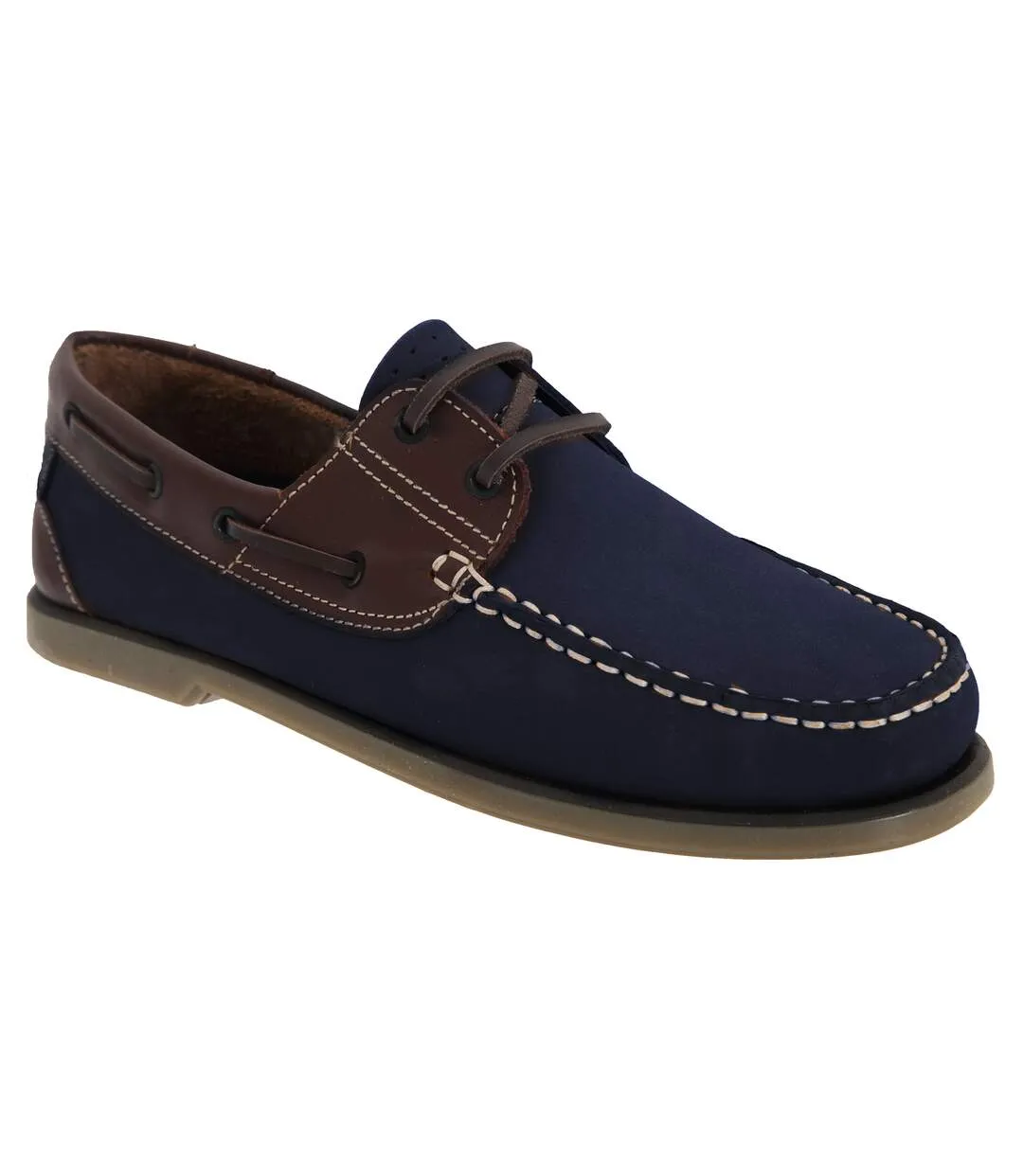 Chaussures bateau homme bleu marine/nubuck marron Dek