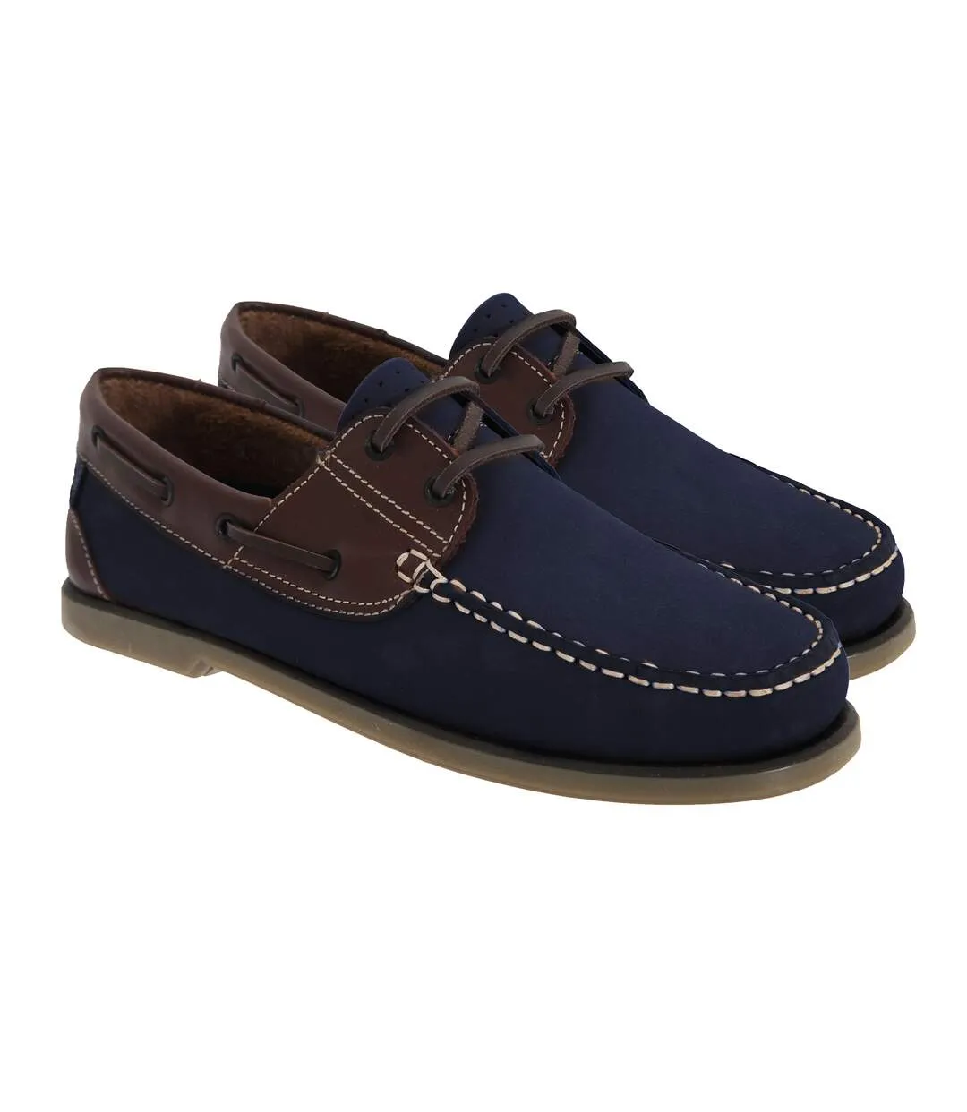 Chaussures bateau homme bleu marine/nubuck marron Dek