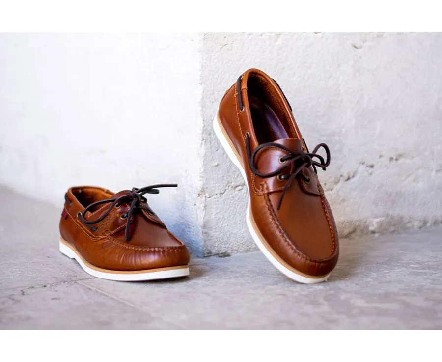 Chaussures bateau homme cuir cognac Trawler