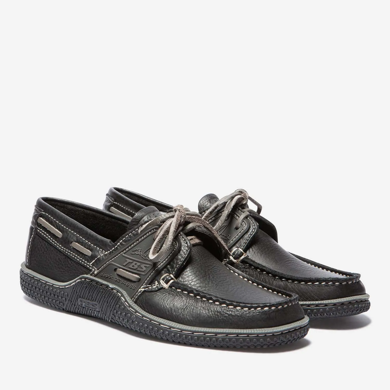 Chaussures Bateau Homme Cuir Noir tbs