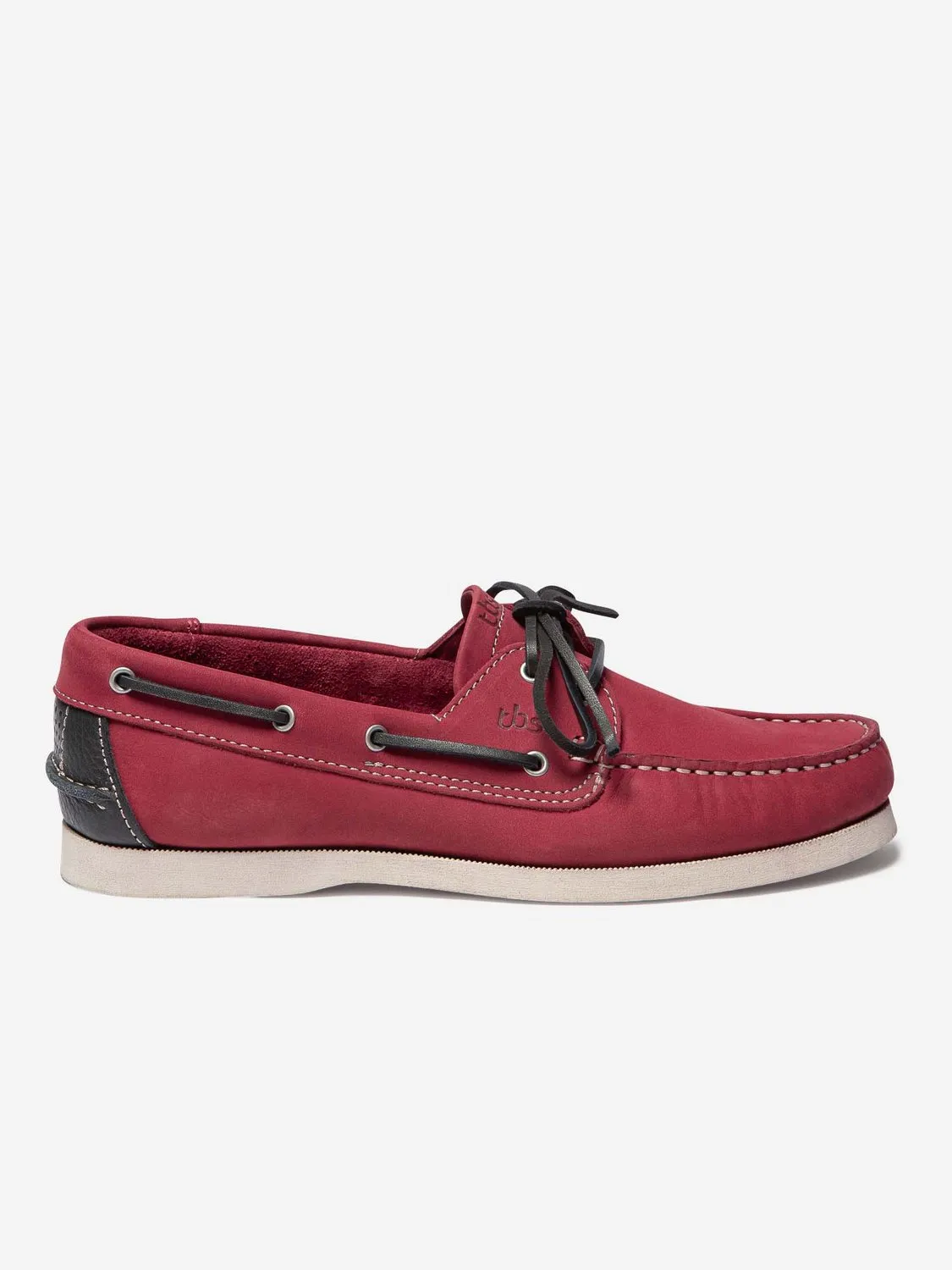 Chaussures Bateau Homme Semelle Grip Cuir Rouge tbs