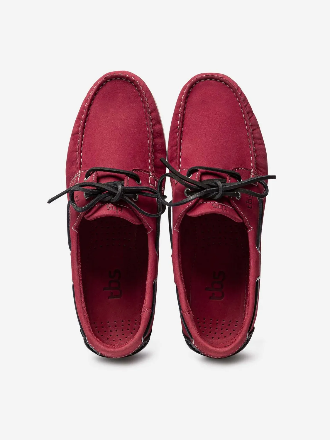 Chaussures Bateau Homme Semelle Grip Cuir Rouge tbs