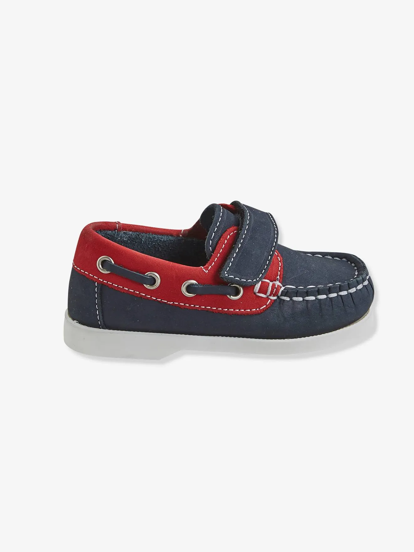 Chaussures bébé bateau en cuir marine - Vertbaudet