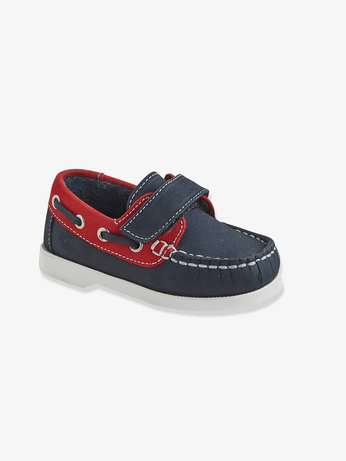 Chaussures bébé bateau en cuir marine - Vertbaudet