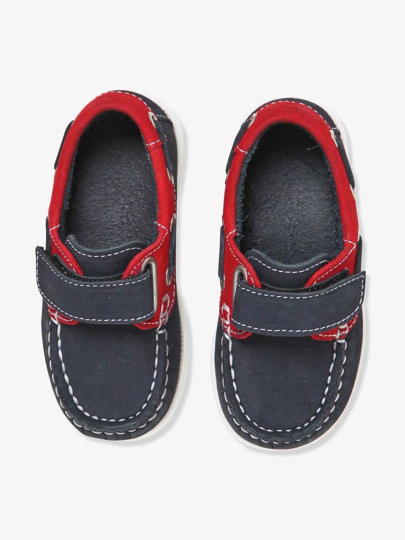 Chaussures bébé bateau en cuir marine - Vertbaudet