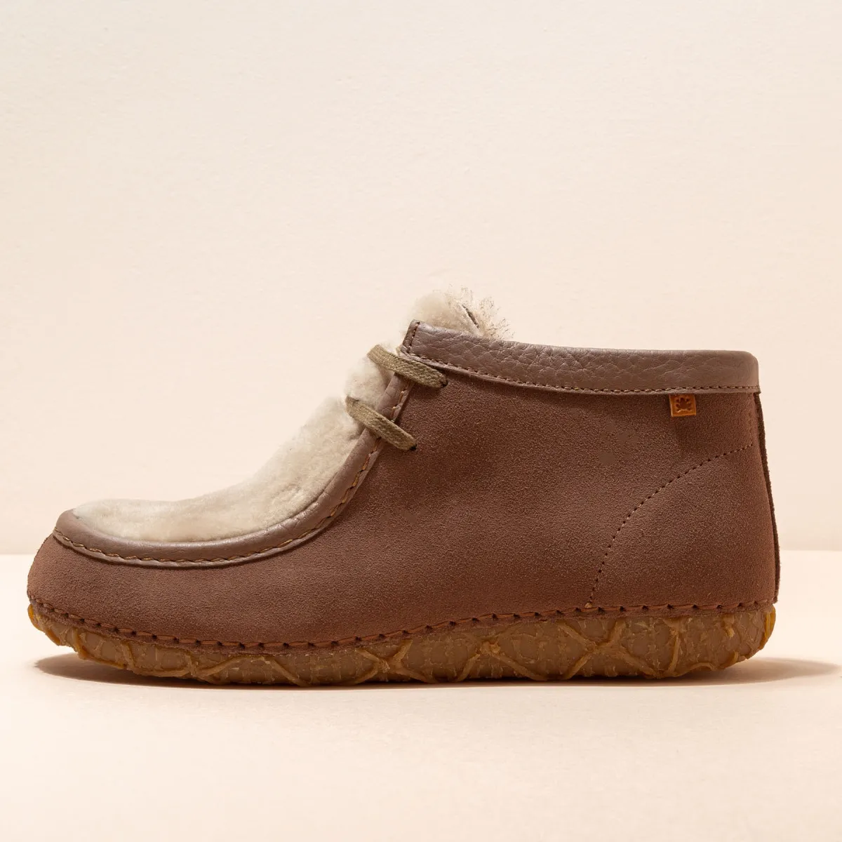 Chaussures confortables en daim et fausse fourrure - Marron