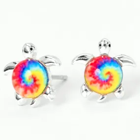 Clous d’oreilles tortue tie-dye en argent