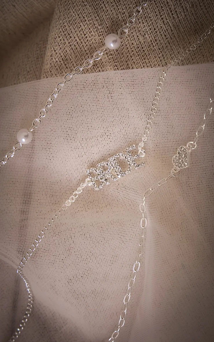 Collier de mariage argenté avec chaînes superposées