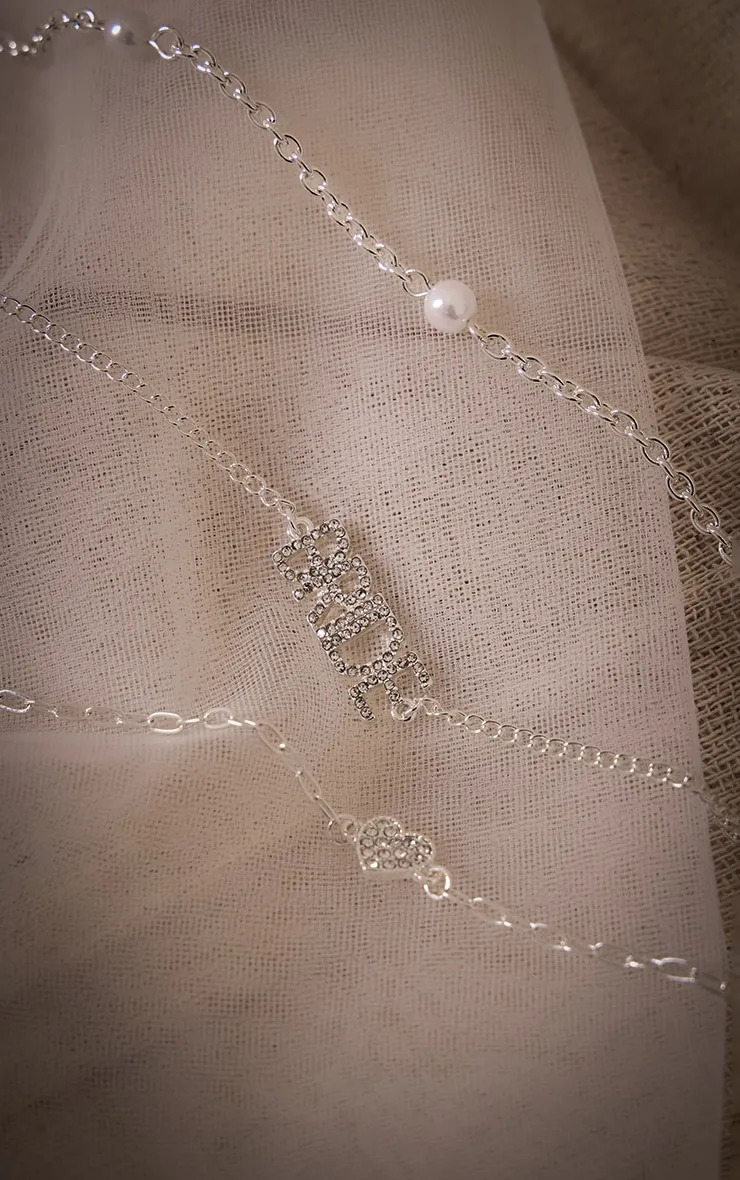 Collier de mariage argenté avec chaînes superposées