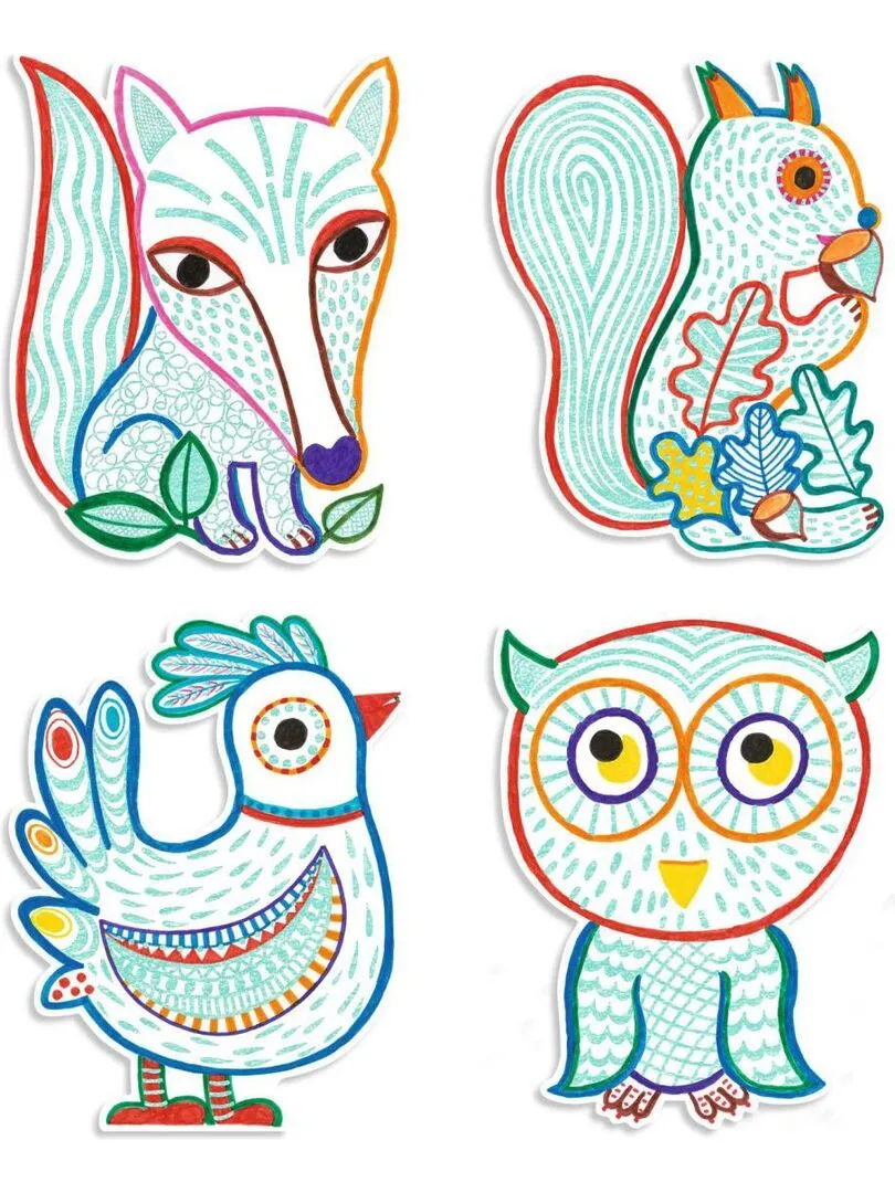 Coloriage pour les petits Animaux de la forêt à révéler - N/A