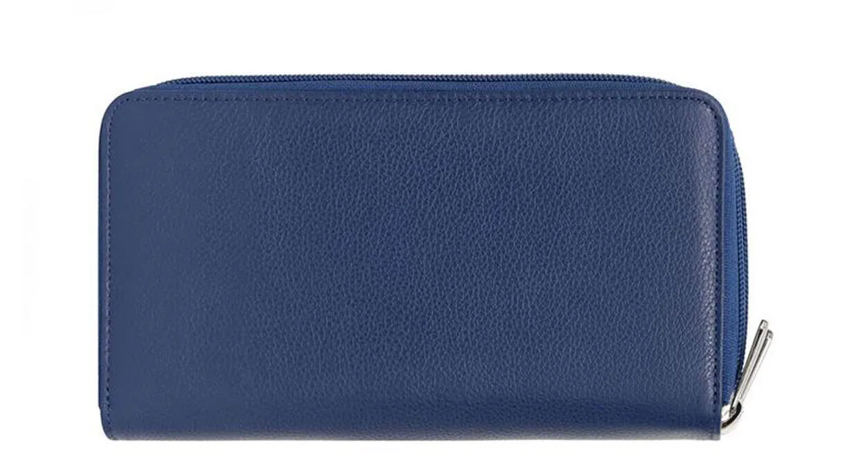 Compagnon voyage en cuir de vachette bleu