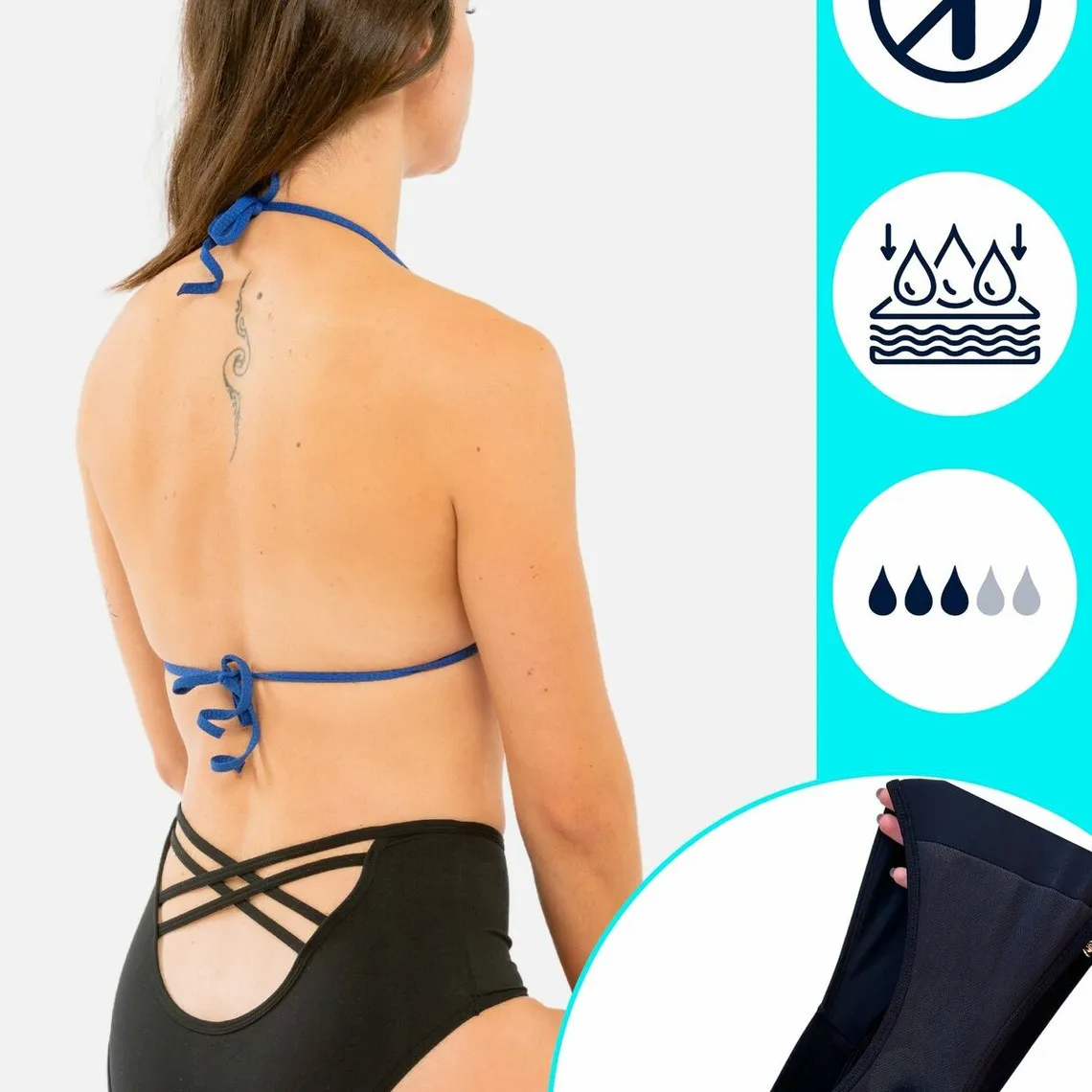 Culotte de bain menstruelle noir en nylon | 3 Suisses